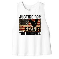 Justice For Peanut The Squirrel Vintage Usa Flag Women's Racerback Cropped Tank