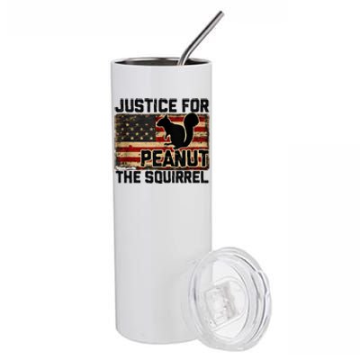 Justice For Peanut The Squirrel Vintage Usa Flag Stainless Steel Tumbler