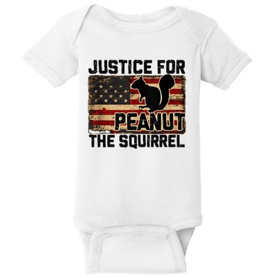 Justice For Peanut The Squirrel Vintage Usa Flag Baby Bodysuit