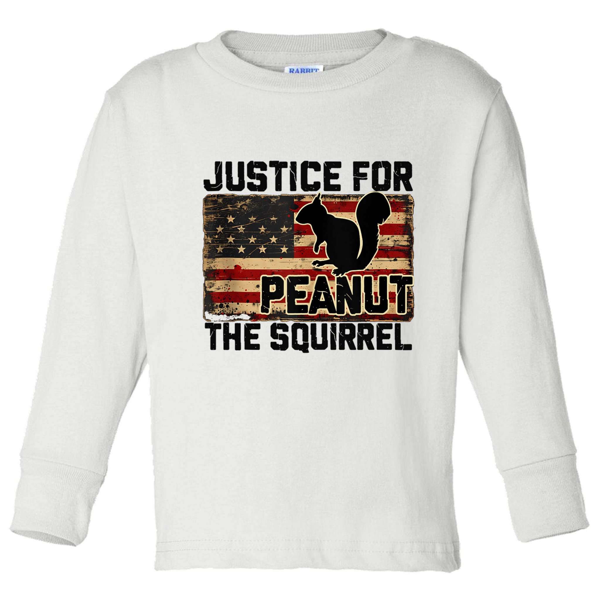 Justice For Peanut The Squirrel Vintage Usa Flag Toddler Long Sleeve Shirt
