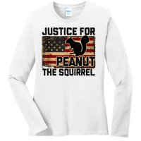 Justice For Peanut The Squirrel Vintage Usa Flag Ladies Long Sleeve Shirt