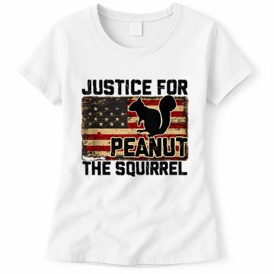 Justice For Peanut The Squirrel Vintage Usa Flag Womens T-Shirt