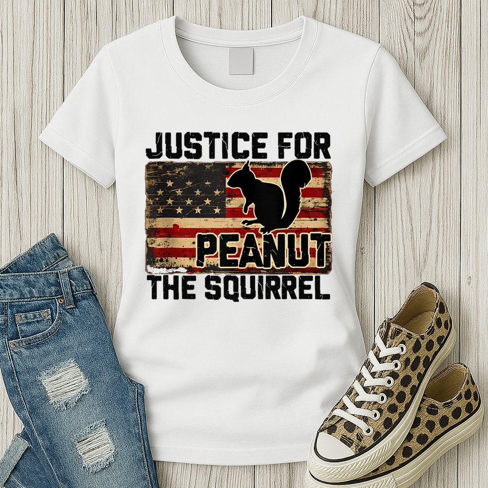 Justice For Peanut The Squirrel Vintage Usa Flag Womens T-Shirt
