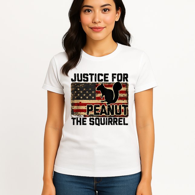 Justice For Peanut The Squirrel Vintage Usa Flag Womens T-Shirt