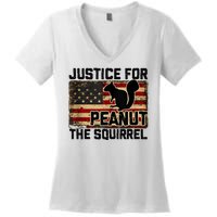 Justice For Peanut The Squirrel Vintage Usa Flag Women's V-Neck T-Shirt