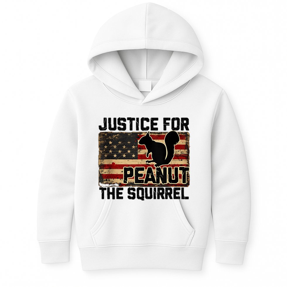 Justice For Peanut The Squirrel Vintage Usa Flag Kids Hoodie