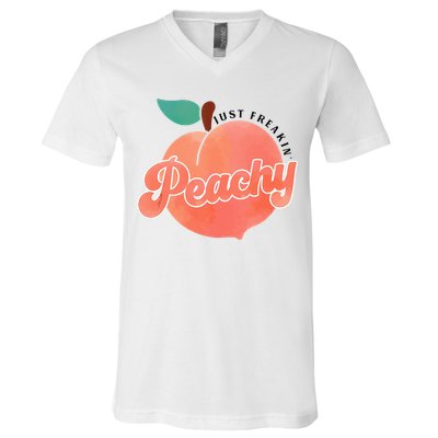 Just Freakin Peachy Hippie Summer Apparel Tee Gift V-Neck T-Shirt
