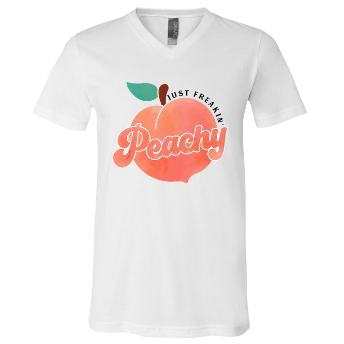 Just Freakin Peachy Hippie Summer Apparel Tee Gift V-Neck T-Shirt