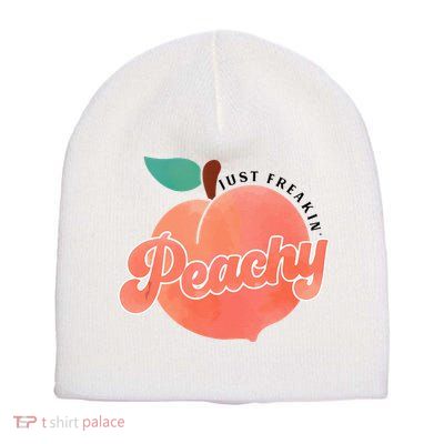 Just Freakin Peachy Hippie Summer Apparel Tee Gift Short Acrylic Beanie