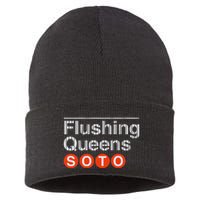 Juan Flushing Queens Platform Sign Sustainable Knit Beanie