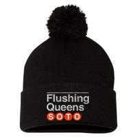 Juan Flushing Queens Platform Sign Pom Pom 12in Knit Beanie
