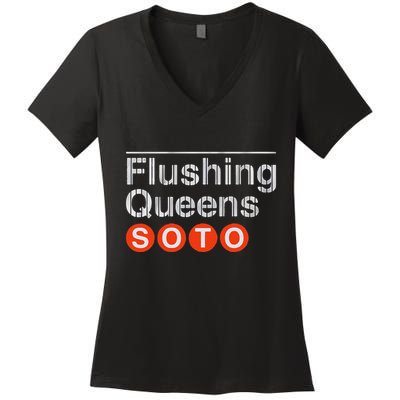 Juan Flushing Queens Platform Sign Women's V-Neck T-Shirt