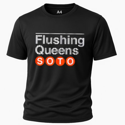 Juan Flushing Queens Subway Platform Sign Cooling Performance Crew T-Shirt