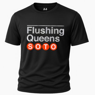 Juan Flushing Queens Subway Platform Sign Cooling Performance Crew T-Shirt