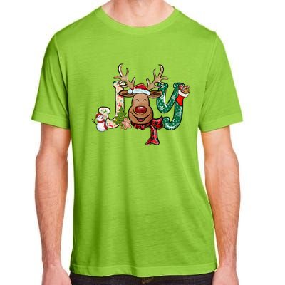 Joy Funny Reindeer Santa Hat Xmas Lights Christmas Pajama Gift Adult ChromaSoft Performance T-Shirt