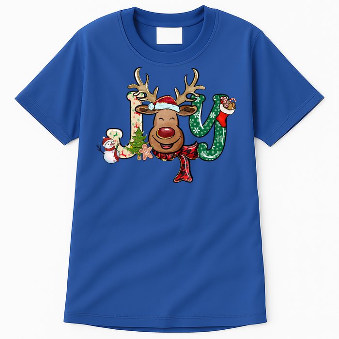 Joy Funny Reindeer Santa Hat Xmas Lights Christmas Pajama Gift Tall T-Shirt