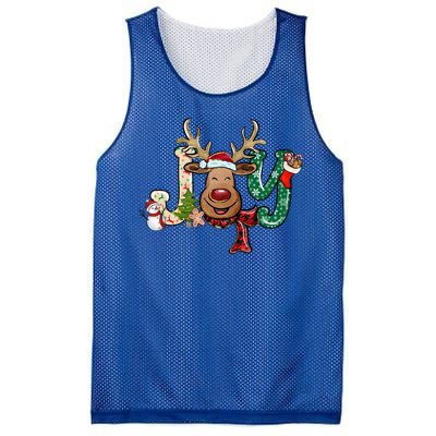 Joy Funny Reindeer Santa Hat Xmas Lights Christmas Pajama Gift Mesh Reversible Basketball Jersey Tank