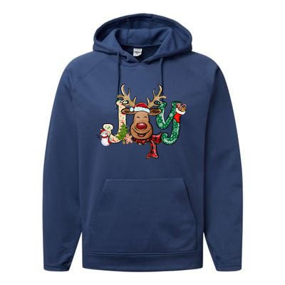 Joy Funny Reindeer Santa Hat Xmas Lights Christmas Pajama Gift Performance Fleece Hoodie