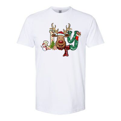 Joy Funny Reindeer Santa Hat Xmas Lights Christmas Pajama Gift Softstyle CVC T-Shirt