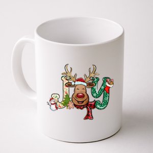 Joy Funny Reindeer Santa Hat Xmas Lights Christmas Pajama Gift Coffee Mug