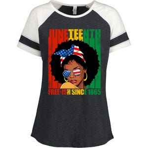 Juneteenth Freegiftish Since 1865 Black African American Gift Enza Ladies Jersey Colorblock Tee