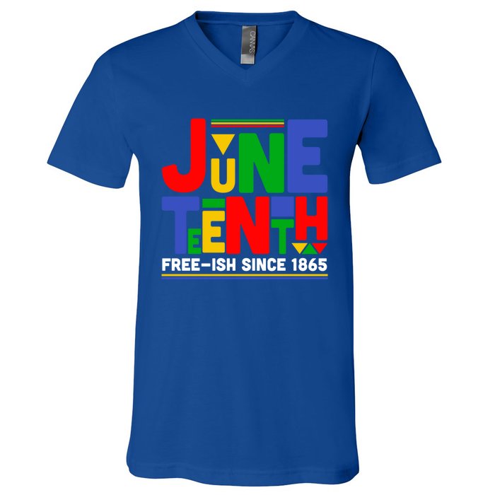 Juneteenth Freegiftish Since 1865 Melanin Black History African Cute Gift V-Neck T-Shirt