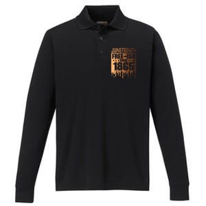 Juneteenth Freegiftish Since 1865 Melanin Black History Cute Gift Performance Long Sleeve Polo