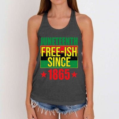 Juneteeth Freeish Since 1865 Black History AfroAmerican Women's Knotted Racerback Tank