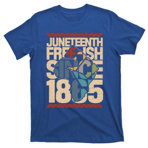 Juneteenth Freegiftish Since 1865 Black Fist Map Of Africa Gift T-Shirt