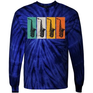 Jazz Funk & Soul Retro Saxophones Tie-Dye Long Sleeve Shirt