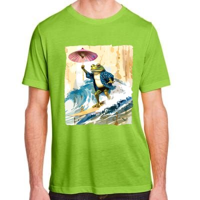 Japanese Frog Surfing Wave Funny Graphic Japan Anime Adult ChromaSoft Performance T-Shirt