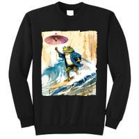 Japanese Frog Surfing Wave Funny Graphic Japan Anime Sweatshirt