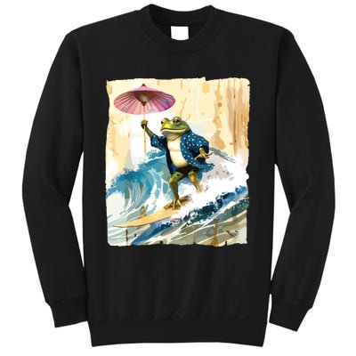 Japanese Frog Surfing Wave Funny Graphic Japan Anime Sweatshirt