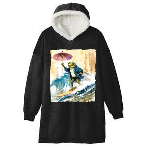 Japanese Frog Surfing Wave Funny Graphic Japan Anime Hooded Wearable Blanket