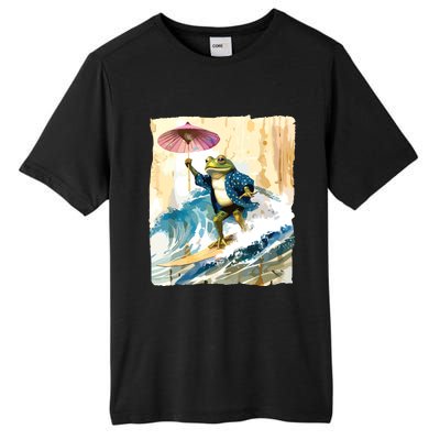 Japanese Frog Surfing Wave Funny Graphic Japan Anime Tall Fusion ChromaSoft Performance T-Shirt