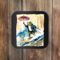 Japanese Frog Surfing Wave Funny Graphic Japan Anime Coaster