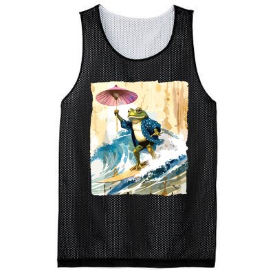 Japanese Frog Surfing Wave Funny Graphic Japan Anime Mesh Reversible Basketball Jersey Tank