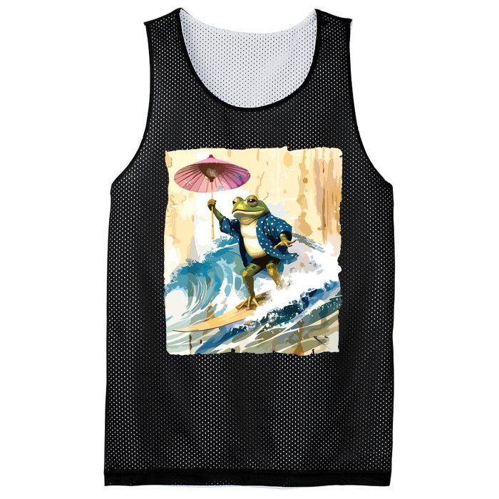 Japanese Frog Surfing Wave Funny Graphic Japan Anime Mesh Reversible Basketball Jersey Tank