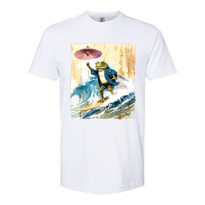 Japanese Frog Surfing Wave Funny Graphic Japan Anime Softstyle CVC T-Shirt