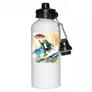 Japanese Frog Surfing Wave Funny Graphic Japan Anime Aluminum Water Bottle