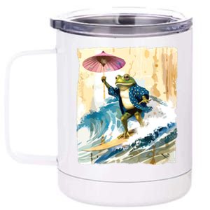 Japanese Frog Surfing Wave Funny Graphic Japan Anime 12 oz Stainless Steel Tumbler Cup