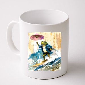 Japanese Frog Surfing Wave Funny Graphic Japan Anime Coffee Mug