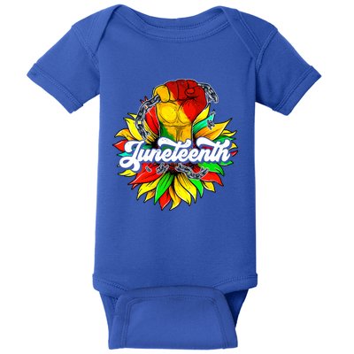 Juneteenth Fist Sunflower Black History Africa America Pride Meaningful Gift Baby Bodysuit