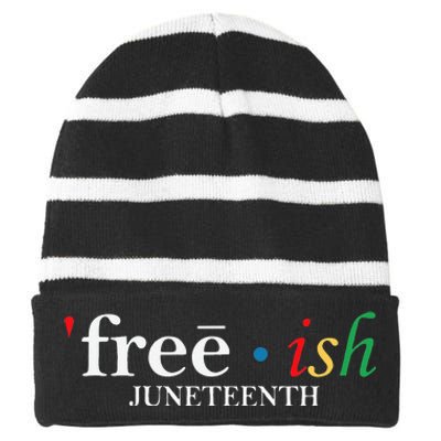 JUNETEENTH Freeish Since 1865 Melanin Ancestor Black History Striped Beanie with Solid Band