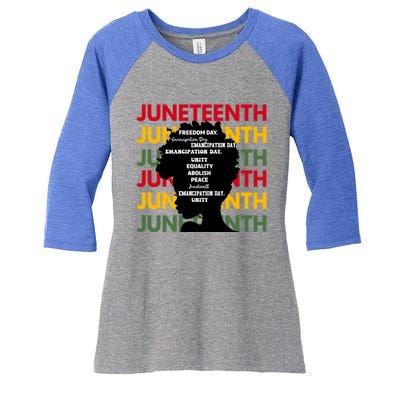 Junenth Freeish Since 1865 Every Chain Freedom Ancestors Cool Gift Women's Tri-Blend 3/4-Sleeve Raglan Shirt