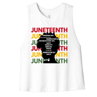 Junenth Freeish Since 1865 Every Chain Freedom Ancestors Cool Gift Women's Racerback Cropped Tank