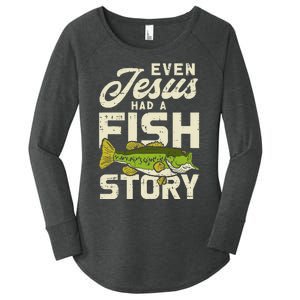 Jesus Fish Story Fisherman God Christ Fishing Christian Gift Women's Perfect Tri Tunic Long Sleeve Shirt