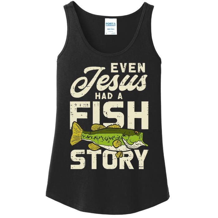 Jesus Fish Story Fisherman God Christ Fishing Christian Gift Ladies Essential Tank