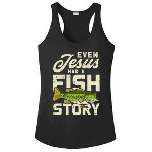 Jesus Fish Story Fisherman God Christ Fishing Christian Gift Ladies PosiCharge Competitor Racerback Tank