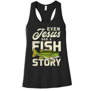 Jesus Fish Story Fisherman God Christ Fishing Christian Gift Women's Racerback Tank